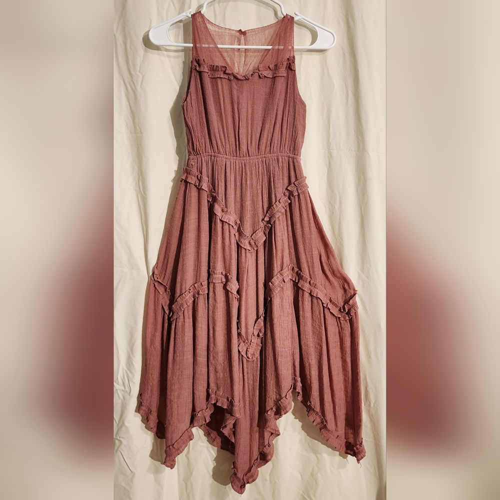 Girls Pink SZ 8 Mia Joy Flowy Assymetrical Ruffled Dress